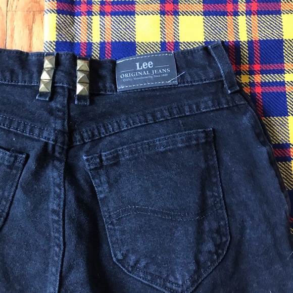 Vintage Lee Cutoff Jean Shorts Black Studded - Picture 7 of 7